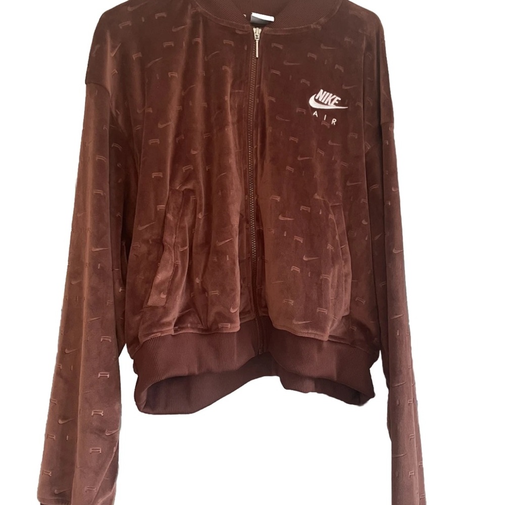NWOT- Nike Women's Brown or Bronze Colored Velour Jacket and Short Set XXL - Picture 3 of 13